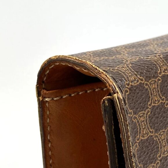 CELINE Macadam vintage Hand Bag document bag Business bag PVC/Leather Brown - Picture 8 of 14